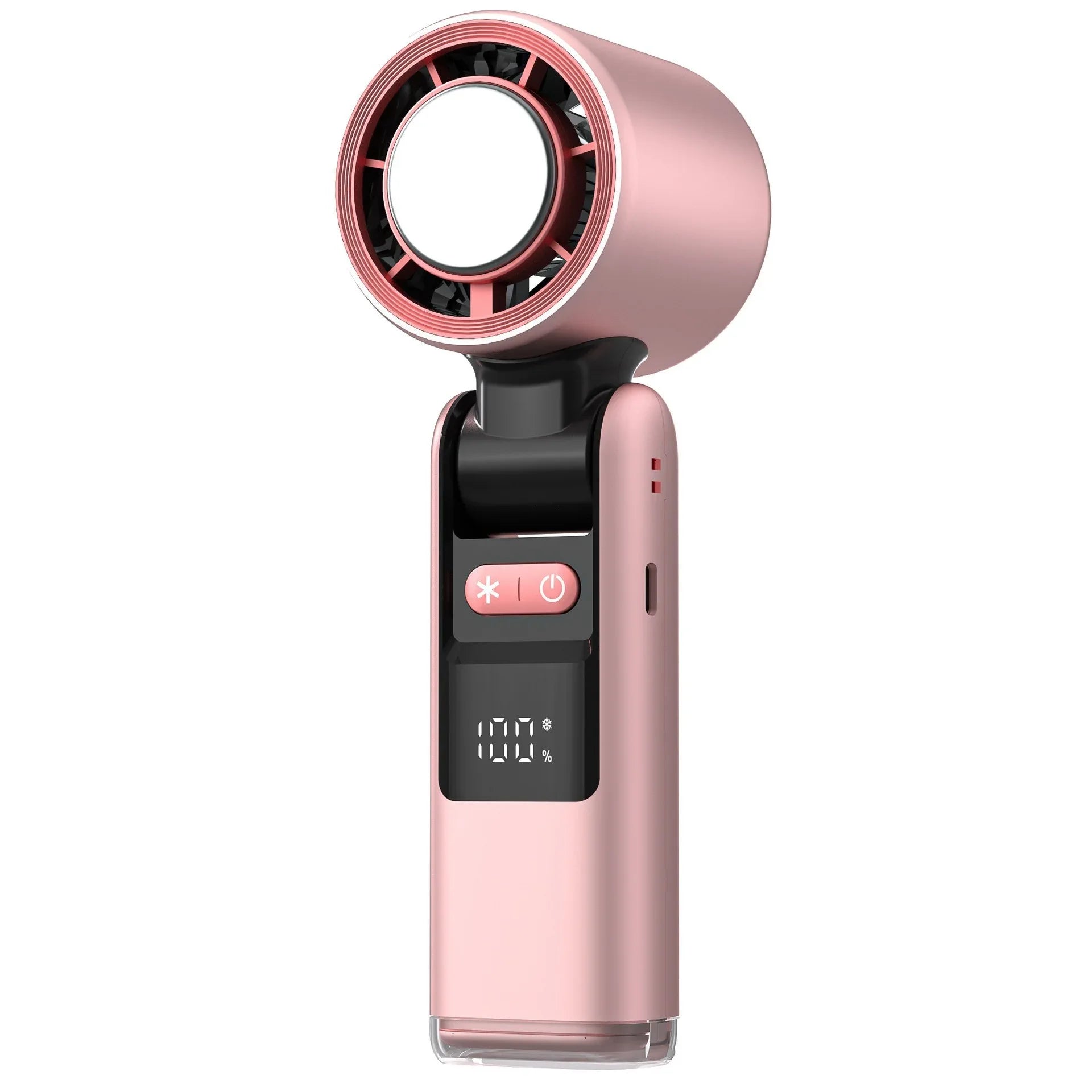 Pink New 100-Speed Portable Handheld Fan - Rechargeable Folding Turbo Mini USB Fan with Superconducting Cooling - Mekamart Australia