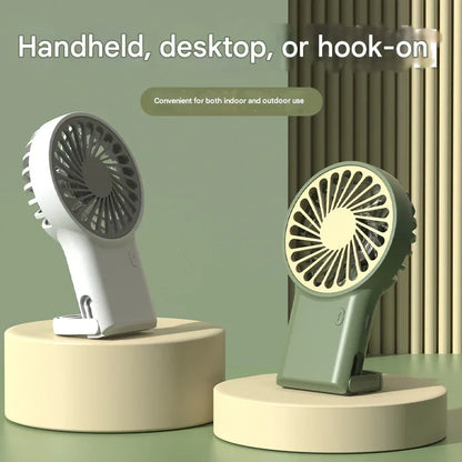 2-PCS Orange New Portable Handheld Air Cooler Fan - Foldable Desktop USB Rechargeable Mini Fan with Climbing Buckle - Mekamart Australia