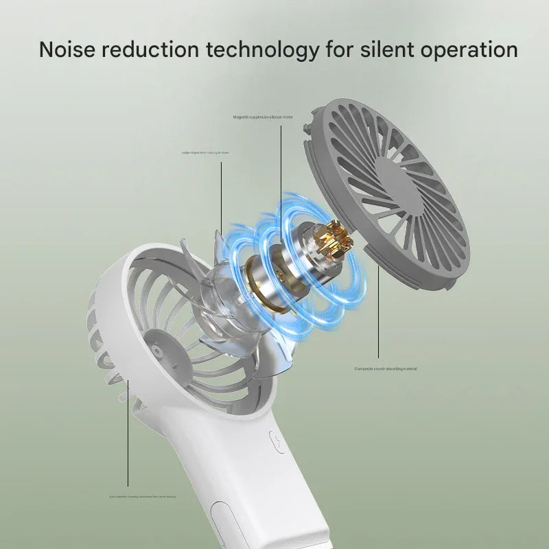 2-PCS Orange New Portable Handheld Air Cooler Fan - Foldable Desktop USB Rechargeable Mini Fan with Climbing Buckle - Mekamart Australia