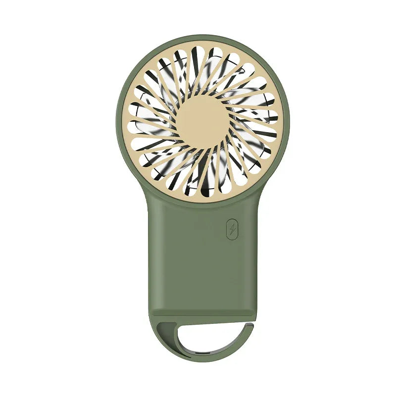 2-PCS Green New Portable Handheld Air Cooler Fan - Foldable Desktop USB Rechargeable Mini Fan with Climbing Buckle - Mekamart Australia