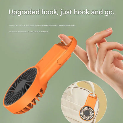 2-PCS Green New Portable Handheld Air Cooler Fan - Foldable Desktop USB Rechargeable Mini Fan with Climbing Buckle - Mekamart Australia