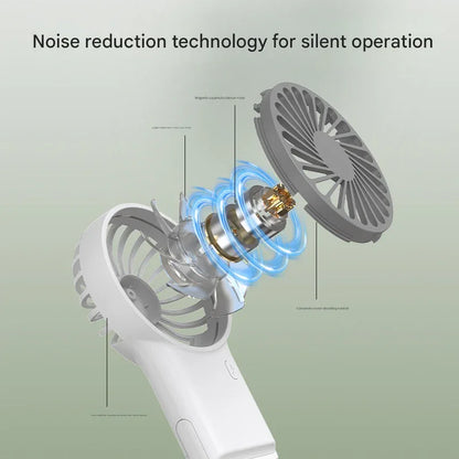 2-PCS White New Portable Handheld Air Cooler Fan - Foldable Desktop USB Rechargeable Mini Fan with Climbing Buckle - Mekamart Australia