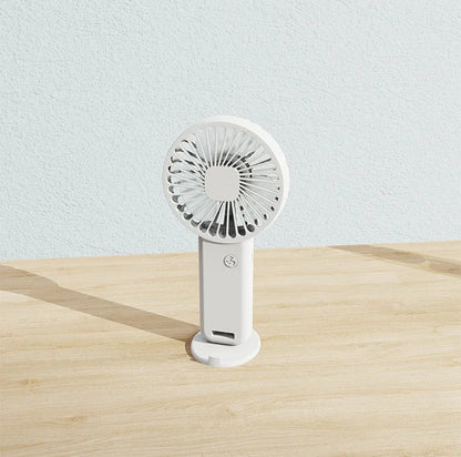 2-PCS White Portable USB Rechargeable Mini Handheld Fan with Desktop Base & Phone Stand - 3-Speed Quiet Operation - Mekamart Australia