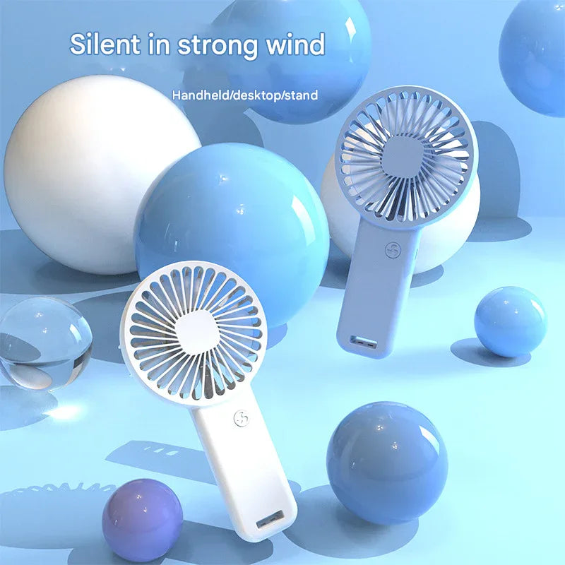 2-PCS Pink Portable USB Rechargeable Mini Handheld Fan with Desktop Base & Phone Stand - 3-Speed Quiet Operation - Mekamart Australia