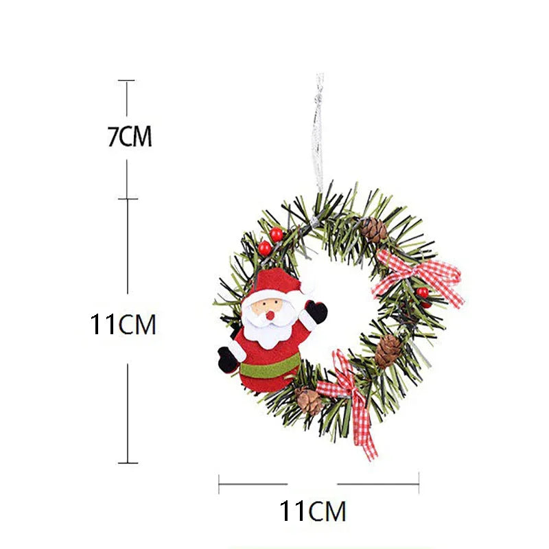 Bear Mini Christmas Wreath Ornaments (11cm) - Festive Santa, Snowman & Reindeer Decor for Doors & Windows - Mekamart Australia