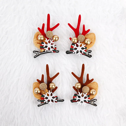 Snowflake Summary Festive Christmas Hair Clips for Girls & Women - Fabric & Metal Design - Mekamart Australia