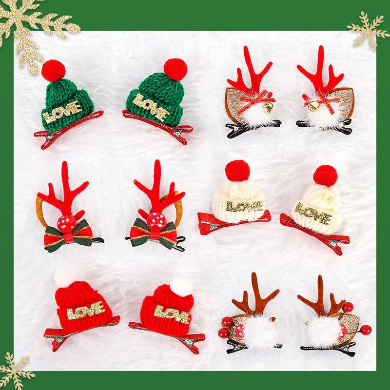 Mushroom Summary Festive Christmas Hair Clips for Girls & Women - Fabric & Metal Design - Mekamart Australia