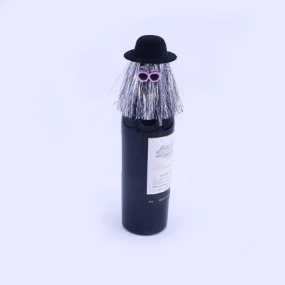 5-PCS Silver Halloween Party Wine Bottle Hats - Spooky Creative Bottle Decorations, Approx. 8x12cm - Mekamart Australia