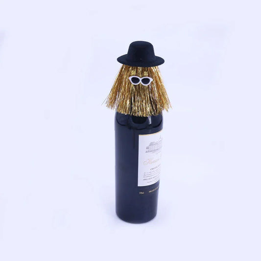 5-PCS Gold Halloween Party Wine Bottle Hats - Spooky Creative Bottle Decorations, Approx. 8x12cm - Mekamart Australia
