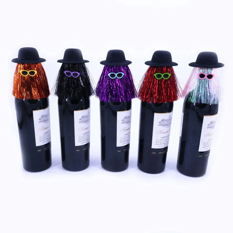 5-PCS Bronze color Halloween Party Wine Bottle Hats - Spooky Creative Bottle Decorations, Approx. 8x12cm - Mekamart Australia