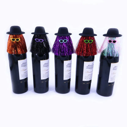 5-PCS Bronze color Halloween Party Wine Bottle Hats - Spooky Creative Bottle Decorations, Approx. 8x12cm - Mekamart Australia