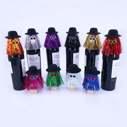 5-PCS Bronze color Halloween Party Wine Bottle Hats - Spooky Creative Bottle Decorations, Approx. 8x12cm - Mekamart Australia