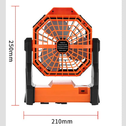 Black and green Portable Outdoor Camping Fan with LED Light - Rechargeable USB Tent Fan for Australia - Mekamart Australia