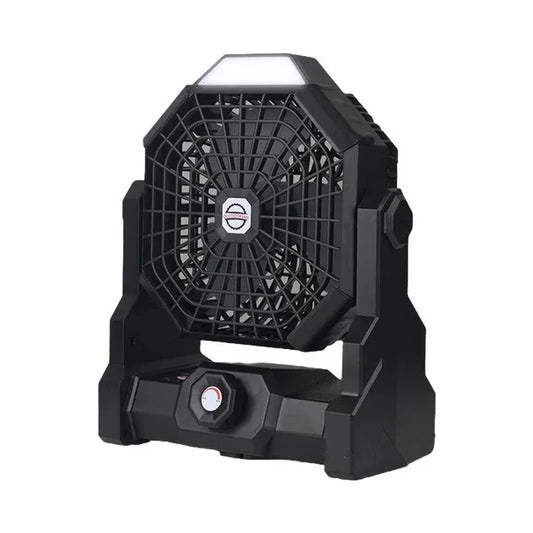 Black Portable Outdoor Camping Fan with LED Light - Rechargeable USB Tent Fan for Australia - Mekamart Australia