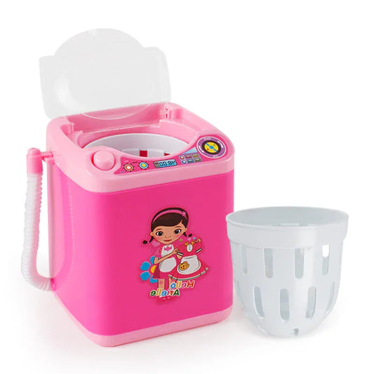 Pink Kids Mini Electric Toy Washing Machine with Spin Dryer Basket - Pretend Play Appliance - Mekamart Australia