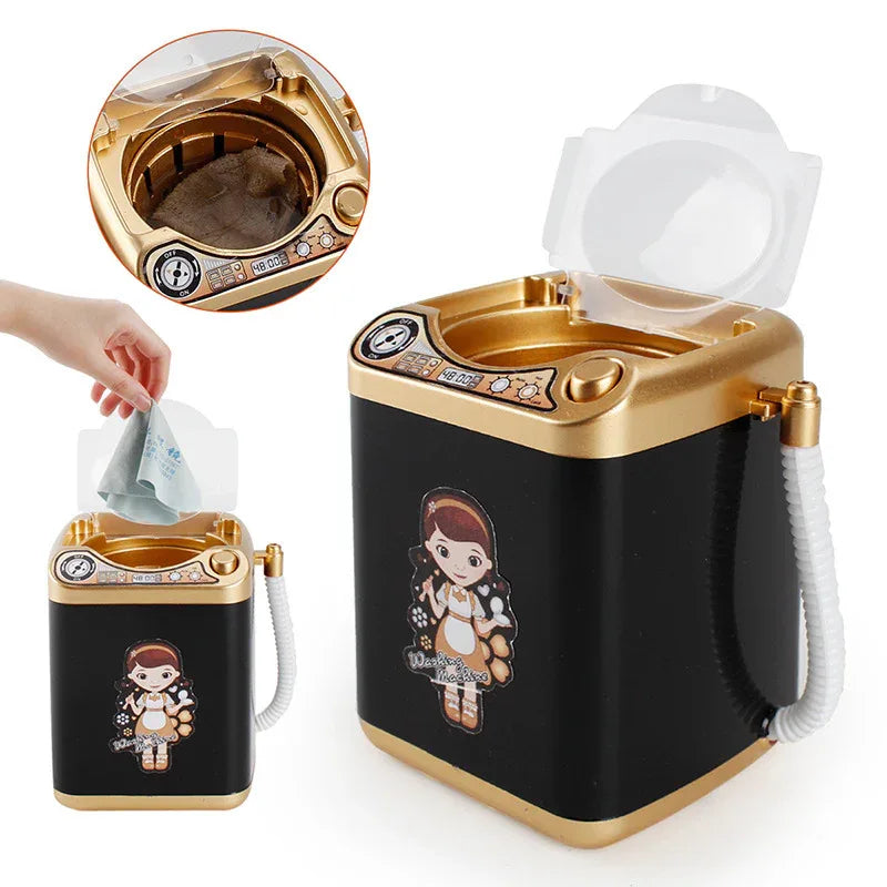 Black Kids Mini Electric Toy Washing Machine with Spin Dryer Basket - Pretend Play Appliance - Mekamart Australia