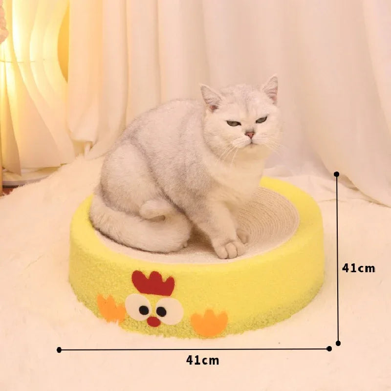 Round black coal balls Large Cat Scratcher Bed 2 in 1 Sisal Scratching Pad & Plush Lounge Nest Durable Claw Grinder Mat for Indoor Cats - Mekamart Australia