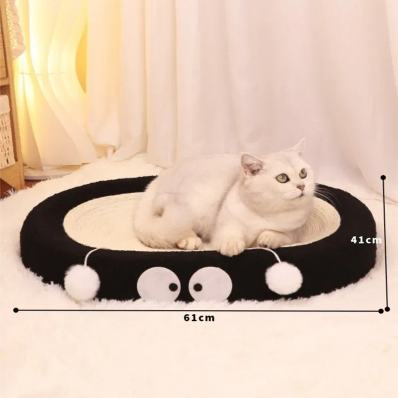 Oval-shaped braised chicken Large Cat Scratcher Bed 2 in 1 Sisal Scratching Pad & Plush Lounge Nest Durable Claw Grinder Mat for Indoor Cats - Mekamart Australia