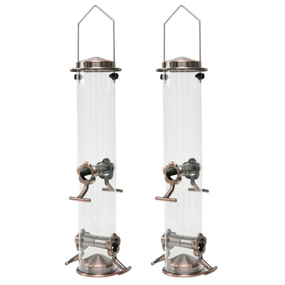 Hanging Metal Wild Bird Feeder Weatherproof Outdoor Garden Bird Food Dispenser with 4 Feeding Ports and Perches