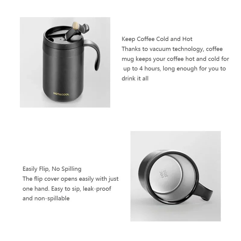 White Portable Pour Over Coffee Maker Set Insulated Stainless Steel Travel Mug with Reusable Drip Filter and Spoon 3 Piece Kit - Mekamart Australia