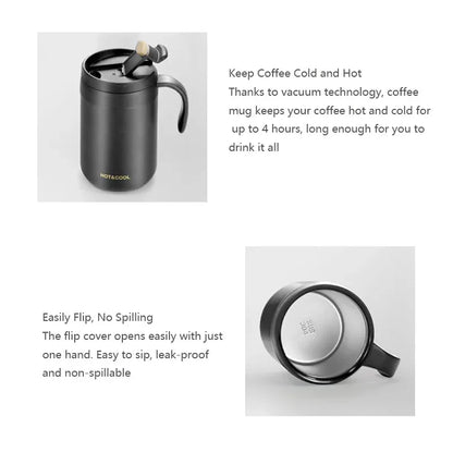 White Portable Pour Over Coffee Maker Set Insulated Stainless Steel Travel Mug with Reusable Drip Filter and Spoon 3 Piece Kit - Mekamart Australia