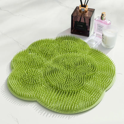 2-PCS Green cat PAWS Non-Slip TPE Shower Mat with Foot Scrubber and Suction Cups Large Massage Bath Mat for Bathroom 30cm x 30cm - Mekamart Australia