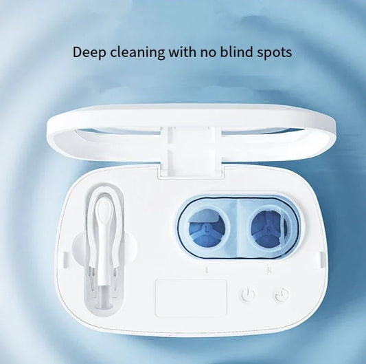 White Ultrasonic Contact Lens Cleaner Machine Automatic Washer Case with UV Light LED Display 4 Timer Modes Type-C Rechargeable Portable for Travel - Mekamart Australia