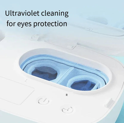 White powder gradient Ultrasonic Contact Lens Cleaner Machine Automatic Washer Case with UV Light LED Display 4 Timer Modes Type-C Rechargeable Portable for Travel - Mekamart Australia