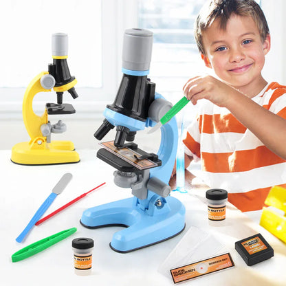 Orange Kids Biological Microscope Kit 100x 400x 1200x LED Magnification STEM Science Toy for School Students with Sample Slides - Mekamart Australia