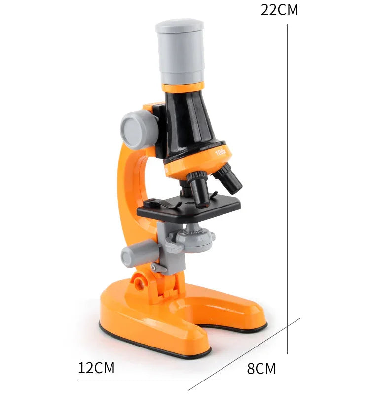 Yellow Kids Biological Microscope Kit 100x 400x 1200x LED Magnification STEM Science Toy for School Students with Sample Slides - Mekamart Australia