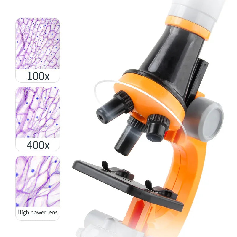 Blue Kids Biological Microscope Kit 100x 400x 1200x LED Magnification STEM Science Toy for School Students with Sample Slides - Mekamart Australia