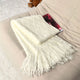Pure white Nordic Knitted Throw Blanket with Tassels 130x230cm Soft Acrylic Diamond Pattern Sofa Cover Bed Runner and Travel Blanket