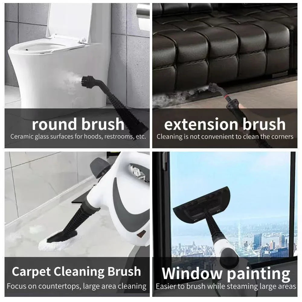 Blue Handheld Steam Cleaner 1050W High Pressure Chemical Free Cleaning Machine with 12 Piece Accessory Set for Kitchen Bathroom Car and Upholstery - Mekamart Australia