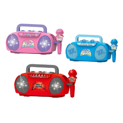 Blue Kids Portable Singing Machine Karaoke Boombox Toy with Microphone Flashing Lights and MP3 Music Player for Boys and Girls - Mekamart Australia