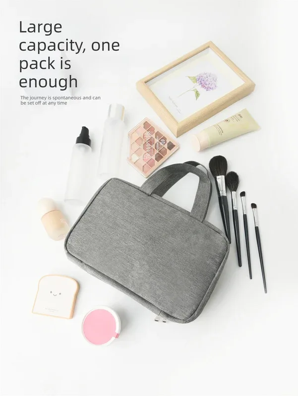 Gray Waterproof 4-Fold Hanging Toiletry Bag with Wet/Dry Separation for Australian Travel & Cosmetics - Mekamart Australia