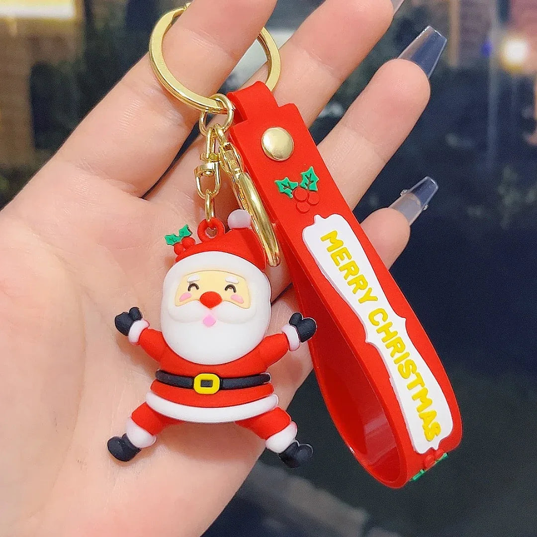 6PCS Christmas Silicone Keychain Cute Santa Snowman Bag Charm Festive Keyring for Kris Kringle Gifts - Mekamart Australia