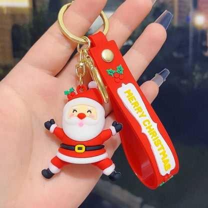 6PCS Christmas Silicone Keychain Cute Santa Snowman Bag Charm Festive Keyring for Kris Kringle Gifts - Mekamart Australia