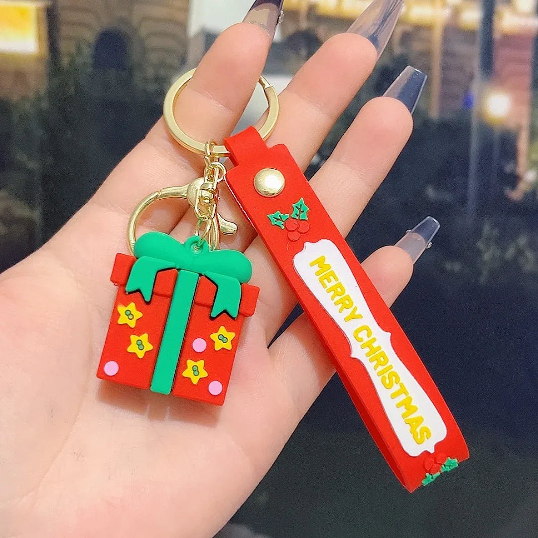 6PCS Christmas Silicone Keychain Cute Santa Snowman Bag Charm Festive Keyring for Kris Kringle Gifts - Mekamart Australia