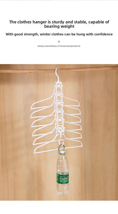 2-SET Space-Saving 6-in-1 Foldable Hanger Set Multi-Functional Closet Organizer Clothes Drying Rack with Pant Clips (Gray & Gray Clip Upgrade Edition) Ideal for Homes and Dorm Rooms