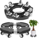 Black Round Adjustable Plant Pot Caddy Stand with Wheels Heavy Duty Rolling Gas Cylinder Tray Dolly for Indoor Outdoor Patio - Mekamart Australia