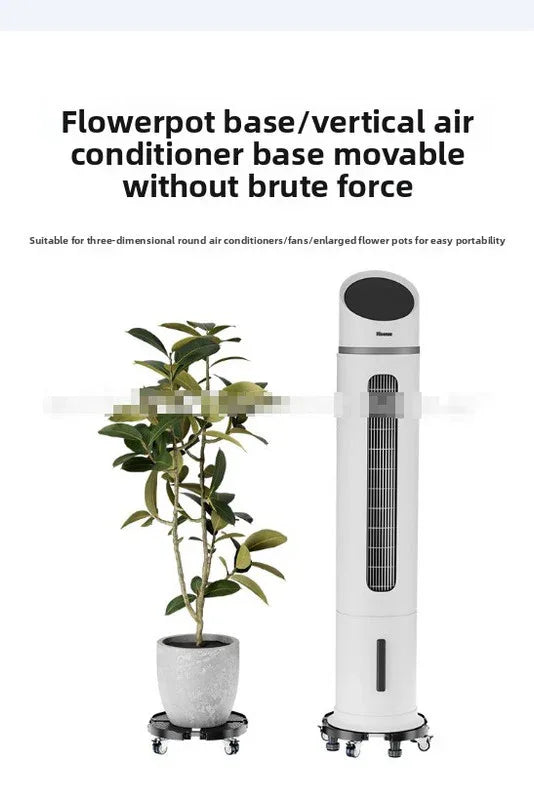 Black Round Adjustable Plant Pot Caddy Stand with Wheels Heavy Duty Rolling Gas Cylinder Tray Dolly for Indoor Outdoor Patio - Mekamart Australia