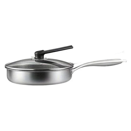 Stainless Steel Non-Stick Frying Pan 28CM Honeycomb Wok Skillet with Lid Induction Compatible Cookware Silver - Mekamart Australia