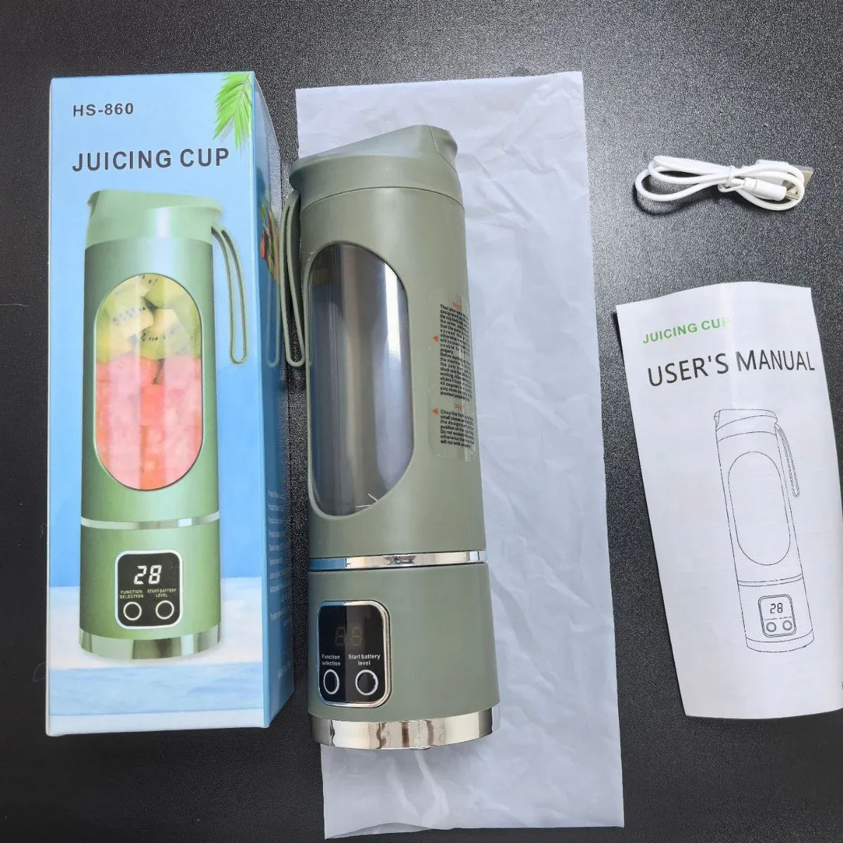Portable Blender USB Rechargeable Juicer Cup Personal Smoothie Maker with Digital Display and Stainless Steel Blades Green Ideal for Travel Gym and Office - Mekamart Australia