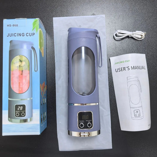 Portable Blender USB Rechargeable Juicer Cup Personal Smoothie Maker with Digital Display and Stainless Steel Blades Purple Ideal for Travel Gym and Office - Mekamart Australia