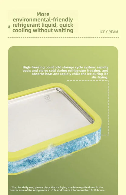 White DIY Rolled Ice Cream Maker Pan Instant Frozen Yoghurt & Sorbet Tray 304 Stainless Steel No Electricity Required with Spatulas - Mekamart Australia