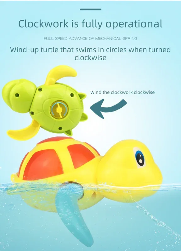 Three-Piece Wind-Up Swimming Turtle Bath Toy Set (Yellow, Green, and Blue Colors), Adorable Floating Turtle Combo, Fun Water Play Toy, Ideal Gift for Infants and Toddlers - Mekamart Australia
