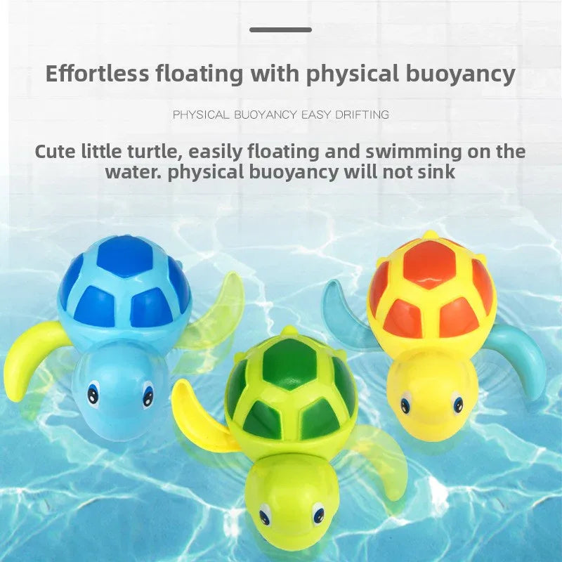 Three-Piece Wind-Up Swimming Turtle Bath Toy Set (Yellow, Green, and Blue Colors), Adorable Floating Turtle Combo, Fun Water Play Toy, Ideal Gift for Infants and Toddlers - Mekamart Australia