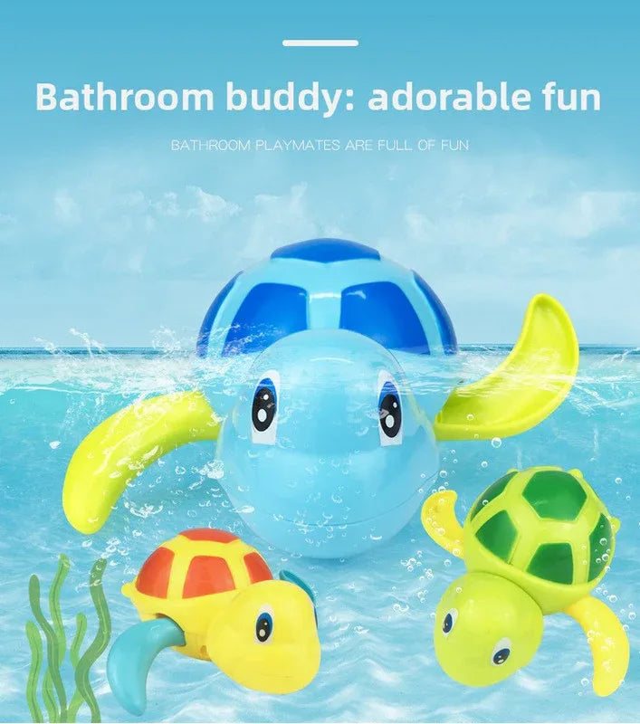 Three-Piece Wind-Up Swimming Turtle Bath Toy Set (Yellow, Green, and Blue Colors), Adorable Floating Turtle Combo, Fun Water Play Toy, Ideal Gift for Infants and Toddlers - Mekamart Australia