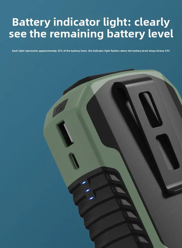 Portable Waist Clip Fan 6000mAh Rechargeable Personal Air Conditioner with Power Bank Function Heavy Duty Wearable Belt Fan for Tradies Camping and Outdoor Work Orange - Mekamart Australia