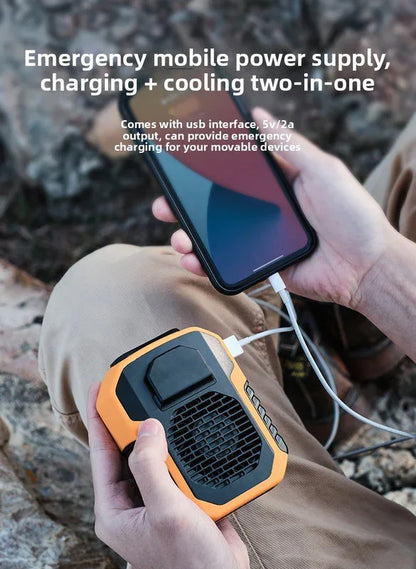 Portable Waist Clip Fan 6000mAh Rechargeable Personal Air Conditioner with Power Bank Function Heavy Duty Wearable Belt Fan for Tradies Camping and Outdoor Work Orange - Mekamart Australia